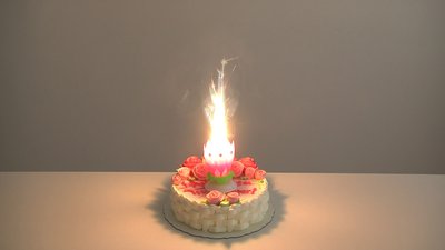 #18400 Cake fountain with candle for birthday