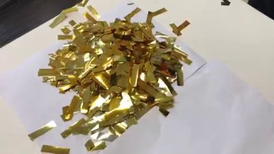 #25220 colorfull confetti 50CM，gold paper rectangle shape, PET material