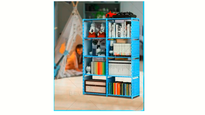 #27068 Simple bookshelf floor-standing storage rack table (80cm*27cm*125cm) blue