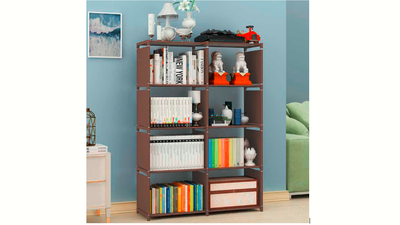 #27072 Simple bookshelf floor-standing storage rack table (80cm*27cm*125cm) brown