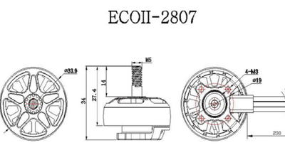 #27084 Emax ECO II Series 2807 3-6S 1300KV Brushless Motor