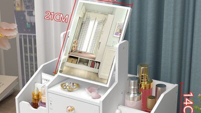 #27099 Desktop skincare product storage rack drawer(square mirror)