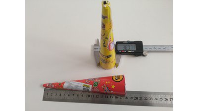 #17063 Popper toys with color paper (rectangle shape) of cone shape(gold/yellow/red/blue/green)